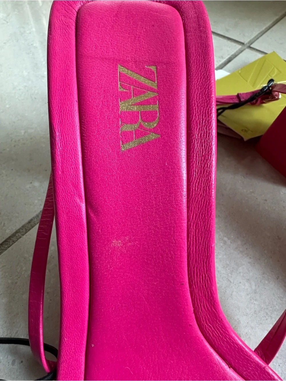 Zara Hot Pink Leather Ankle Strap Heels Sandals Size 37 US 6.5 NWT - Picture 4 of 9
